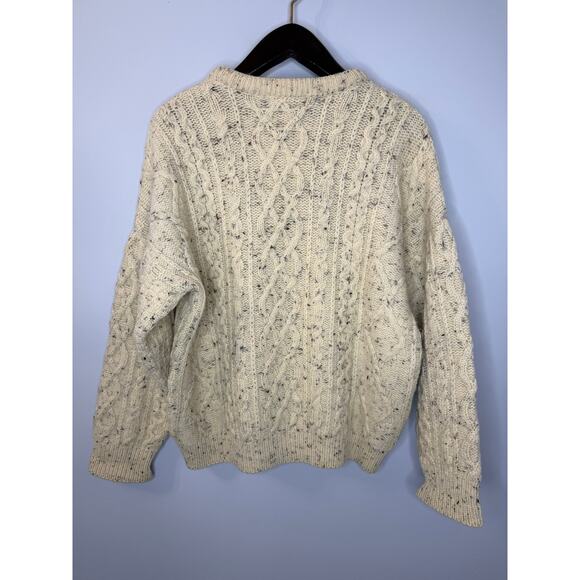 Aran Crafts Men's M Wool Cable Knit Fisherman Crew Neck Sweater Cream - Picture 8 of 9